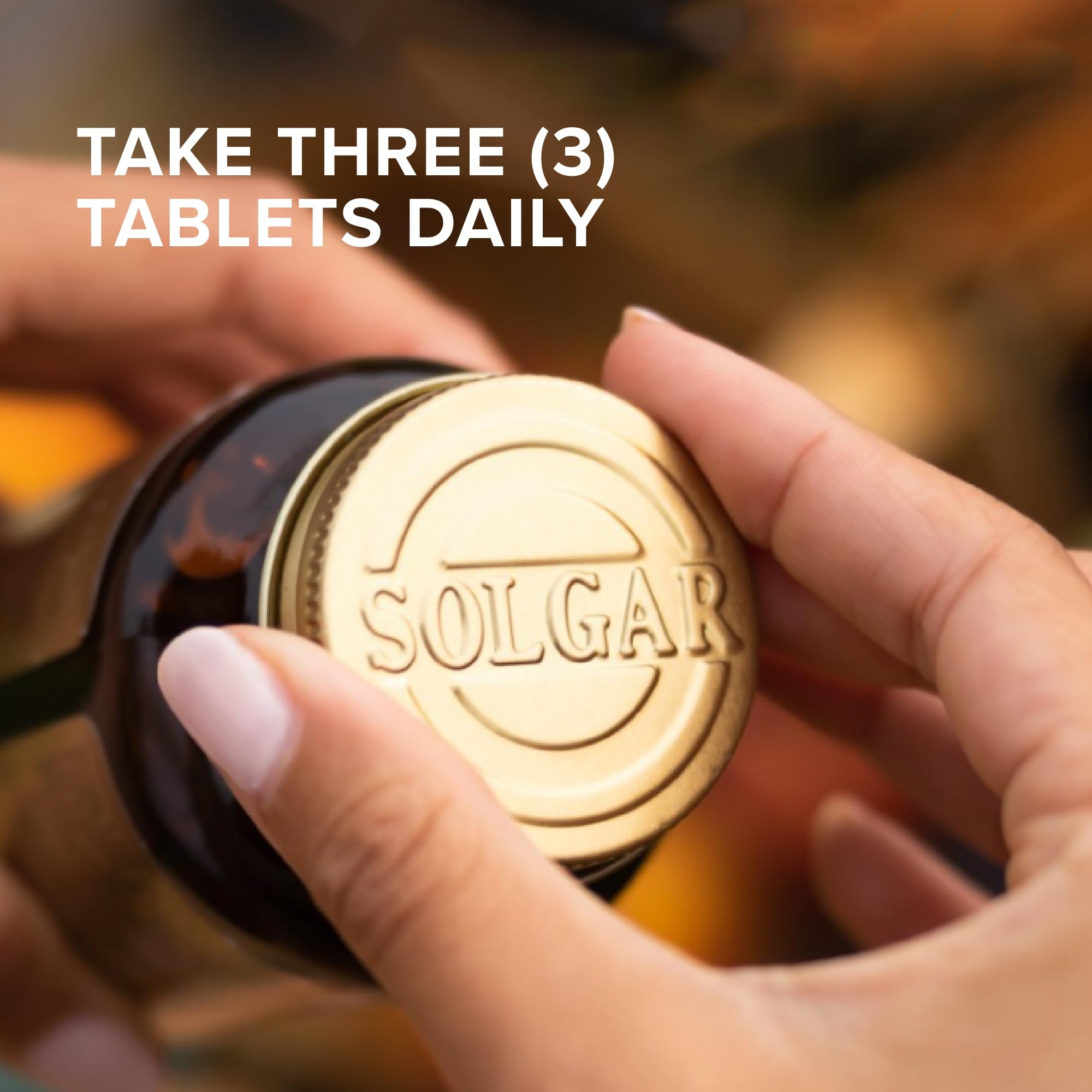 Solgar label close-up highlighting ingredients and allergen-free promise