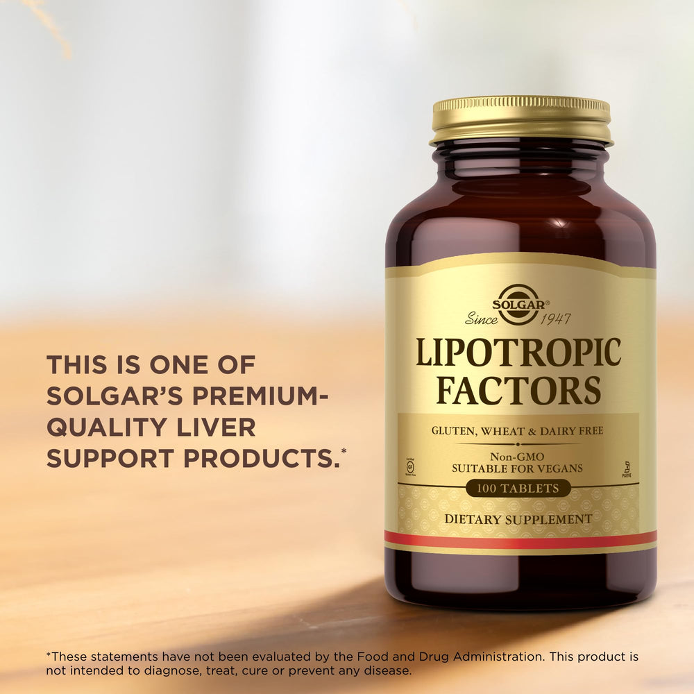 Solgar Lipotropic Factors on kitchen counter for convenient routine.