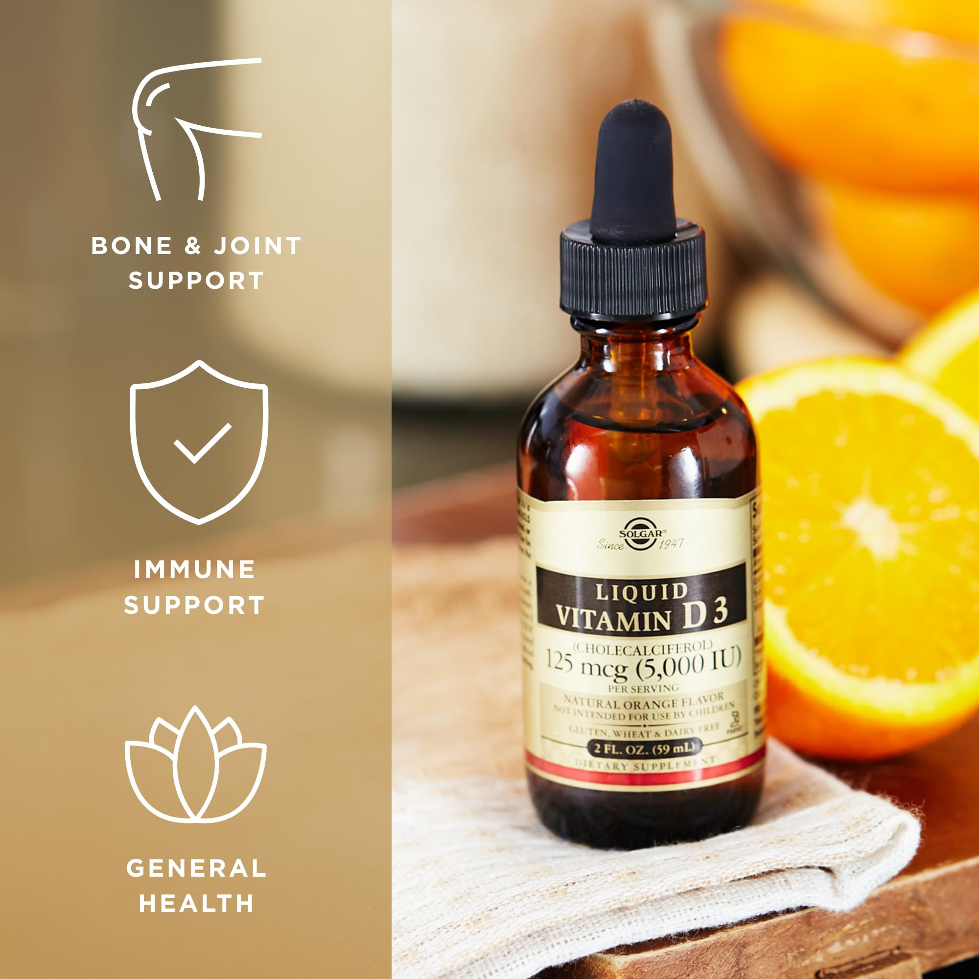 Solgar D3 dropper dispensing dosage for daily use