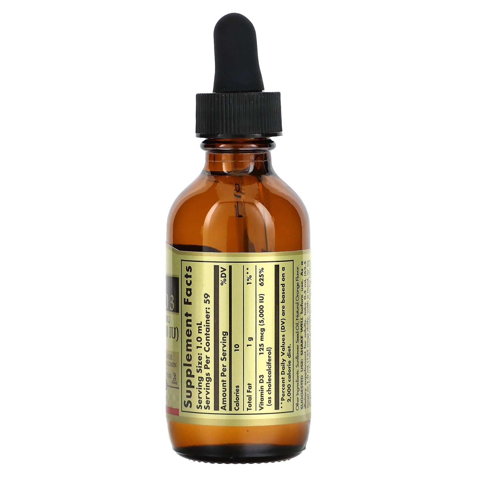 Solgar Liquid D3 dropper pouring for easy daily dose