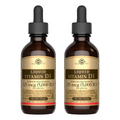 Solgar Liquid Vitamin D3 orange bottle pour shows easy daily supplementation.