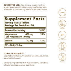 Solgar Magnesium Citrate bottle pour shows convenient daily use for nerve and muscle function
