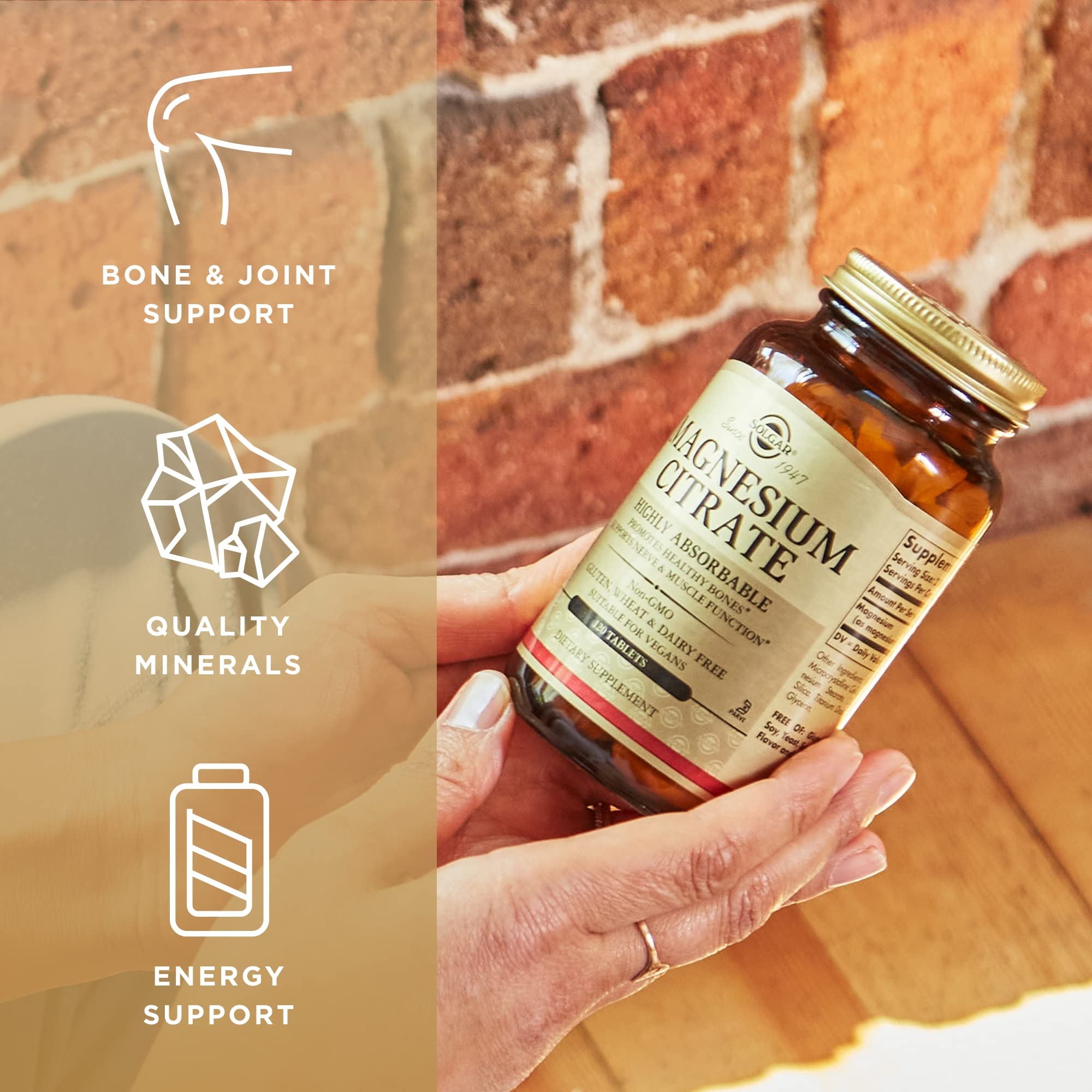 Two-bottle Solgar packaging showcasing vegan, non-GMO, gluten-free, and kosher certifications