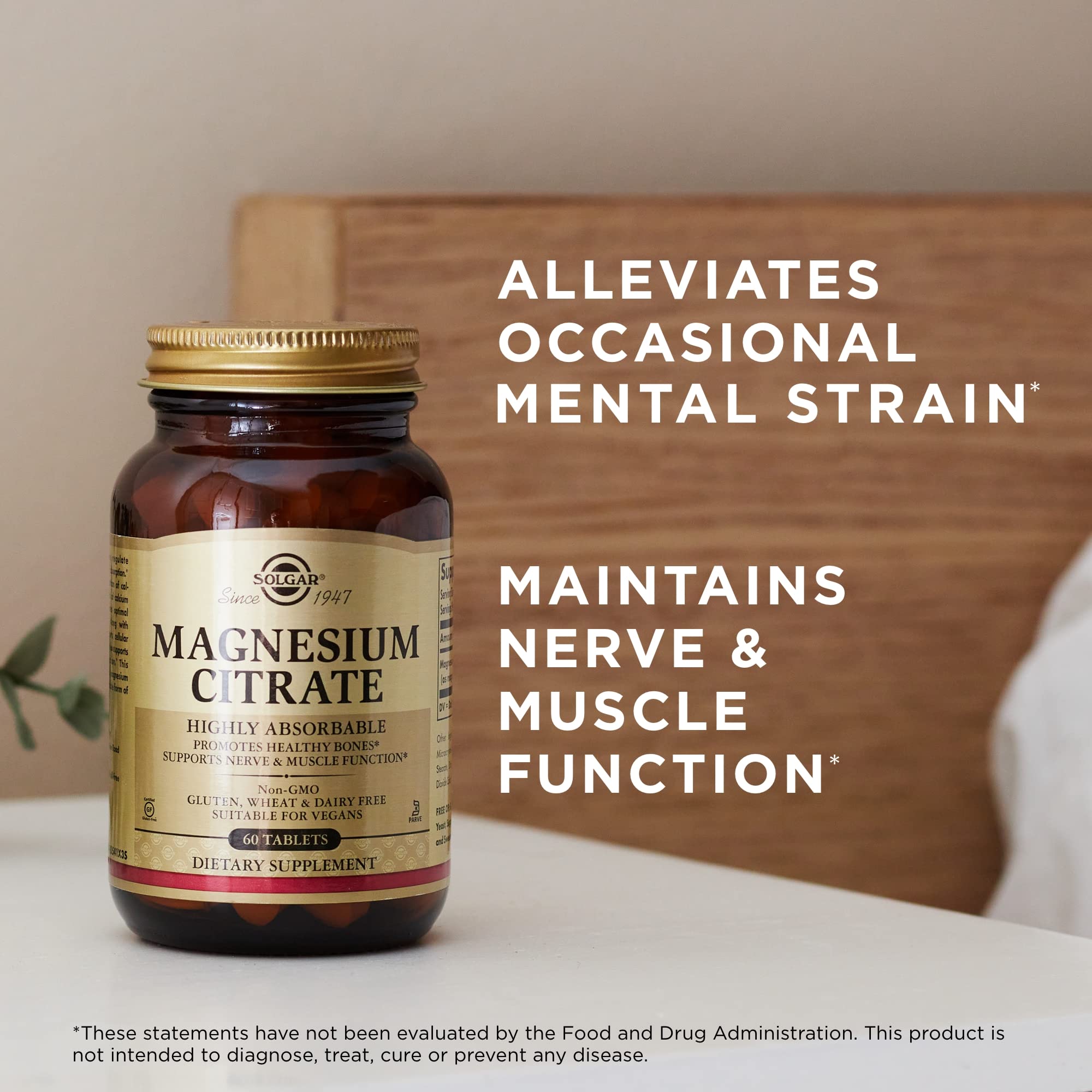 Solgar Magnesium Citrate vegan-kosher symbols reinforce dietary-friendly trust