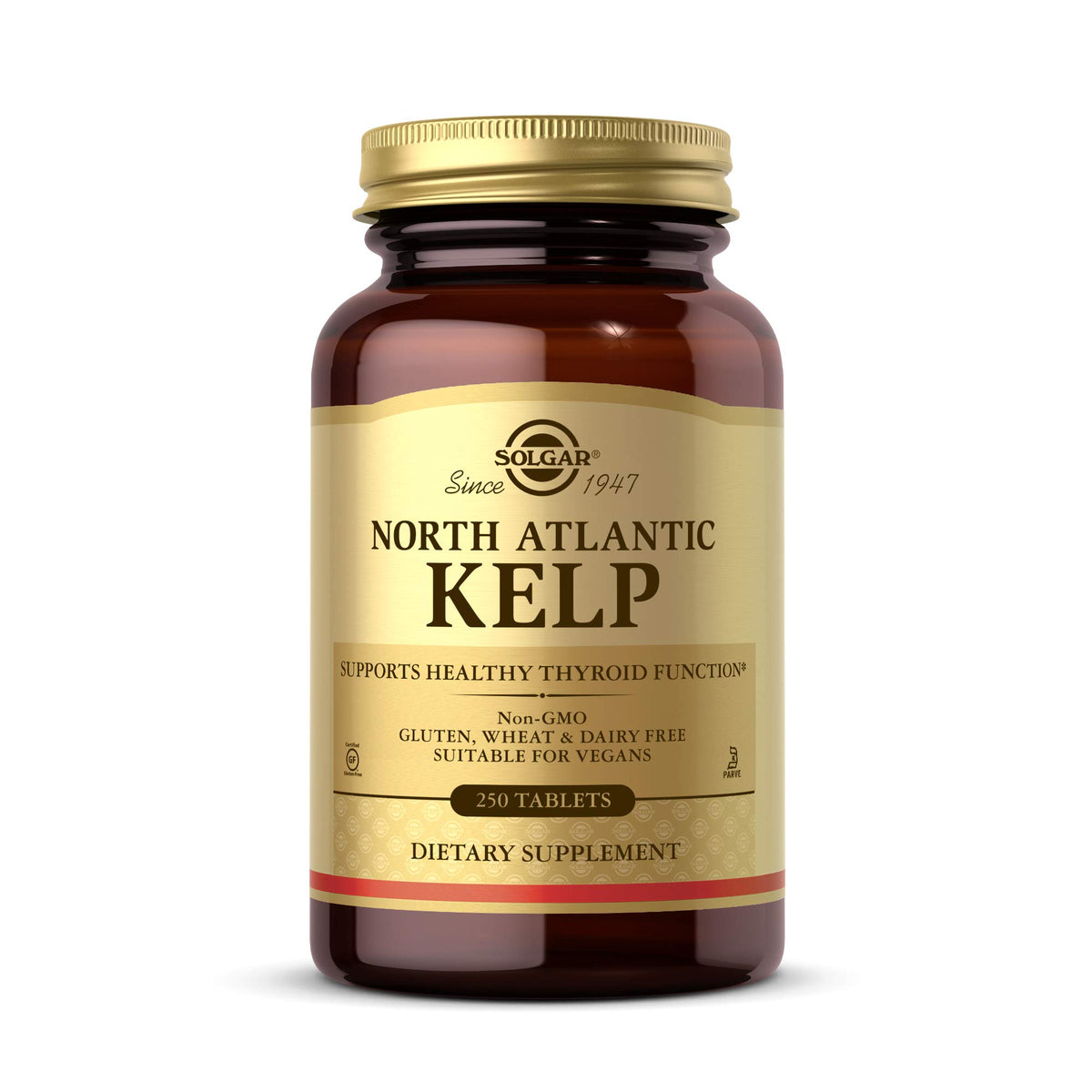 Solgar North Atlantic Kelp tablets provide iodine to support thyroid health