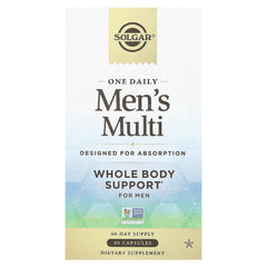 Solgar One Daily Men's Multi bottle front—vegan delayed-release capsules supporting immune health
