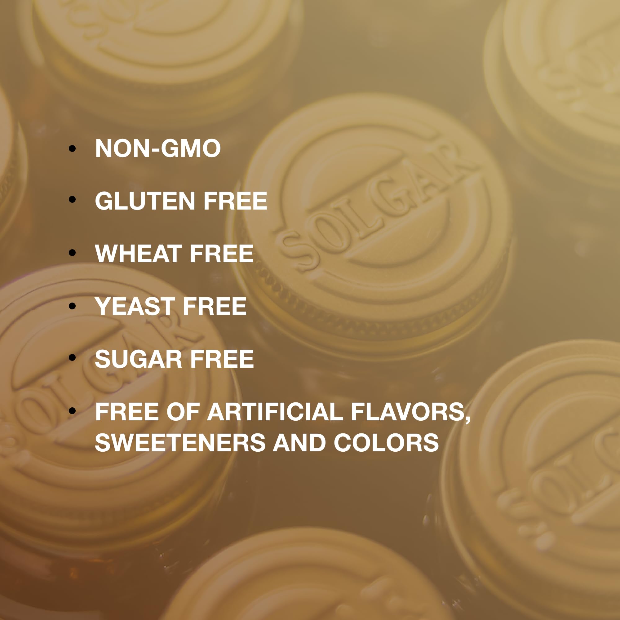 Solgar packaging with gluten-free and dairy-free badges