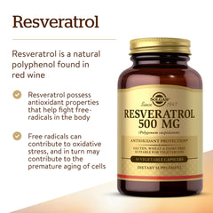 Solgar Resveratrol label detail showing 500 mg potency.