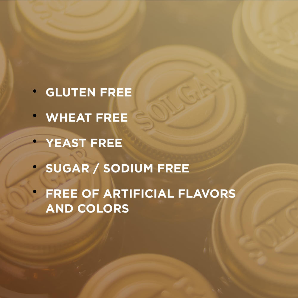 Solgar vegetarian-friendly formula label for plant-based wellness routines