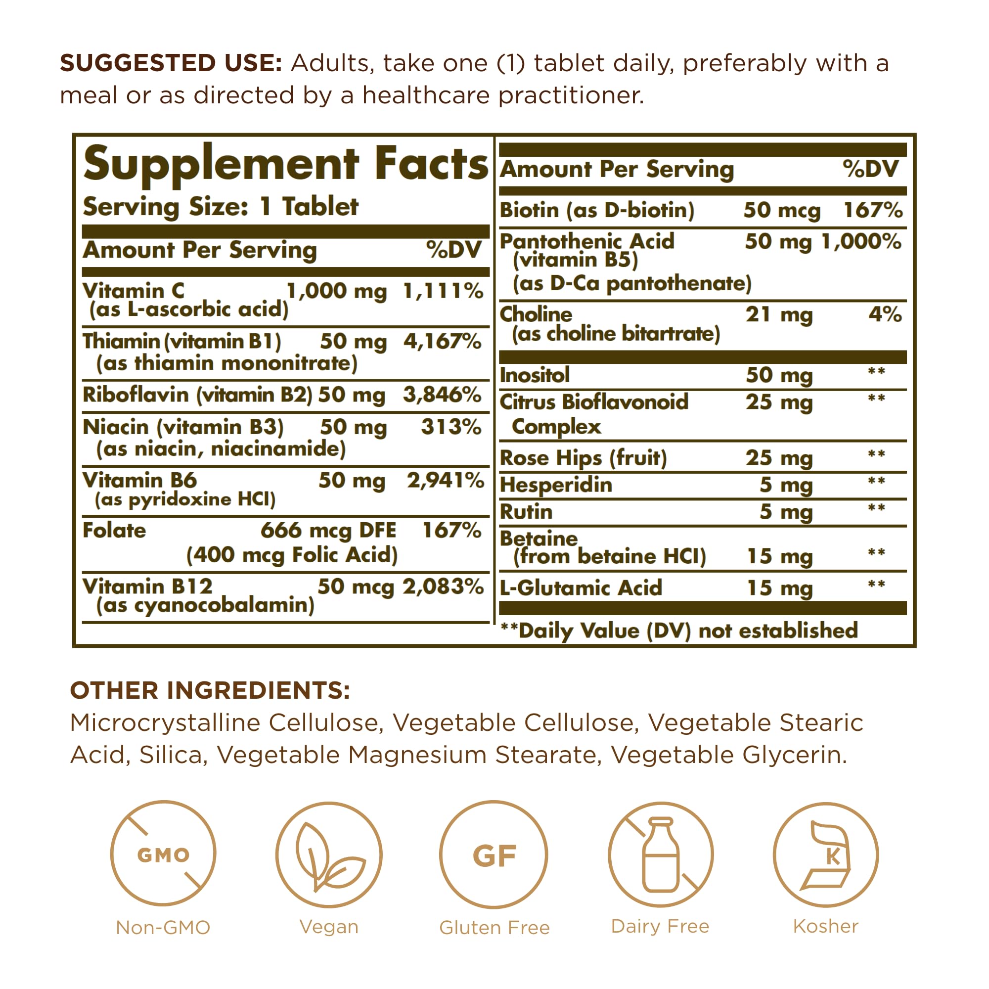 Solgar Ultimate B+C Complex tablets on kitchen counter daily immune support
