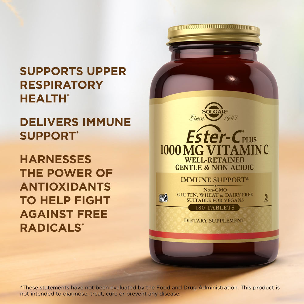 Solgar Vitamin C Ester Plus 1000mg glass of water demonstrates convenient consumption.