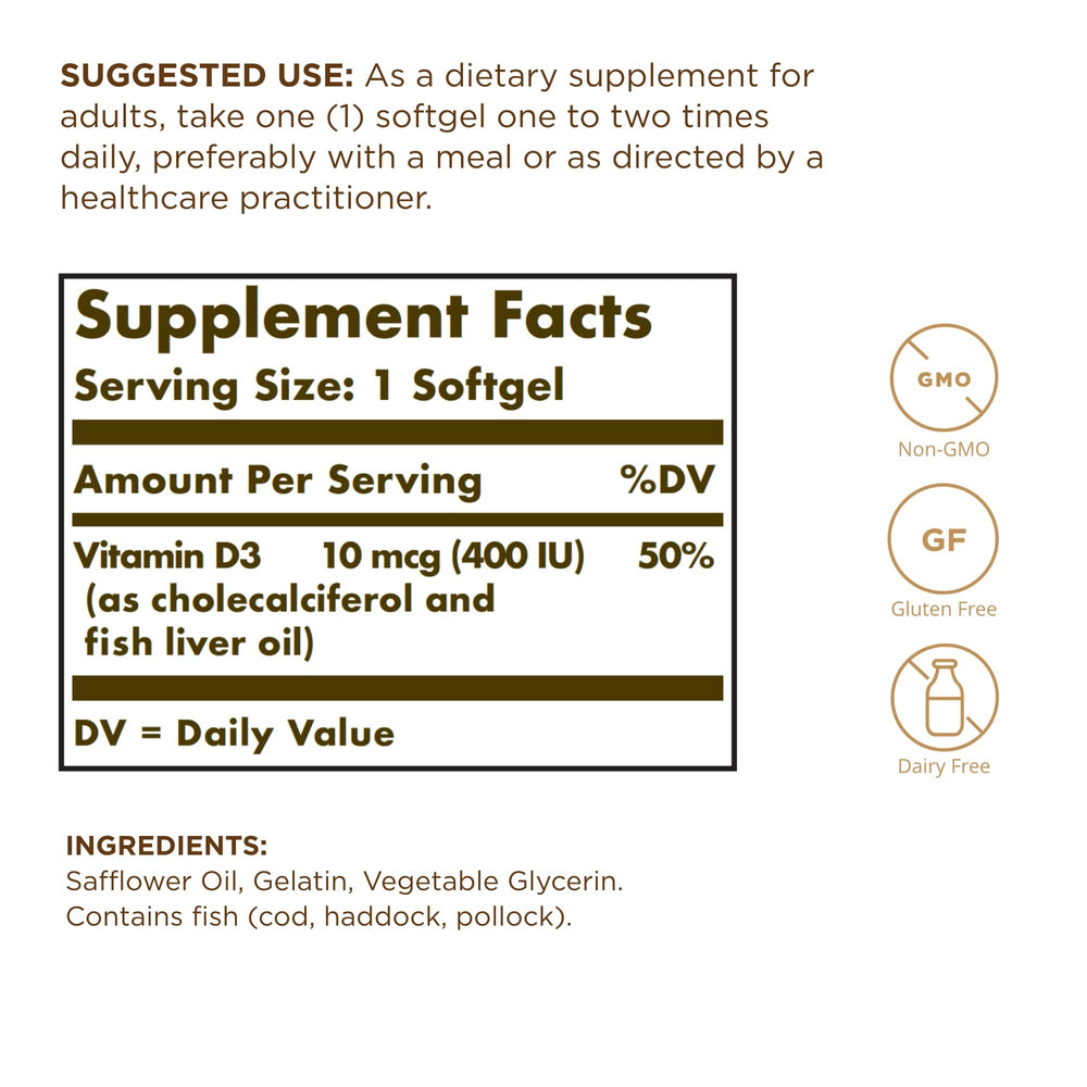 Solgar Vitamin D3 softgels close-up – may support immune system function.