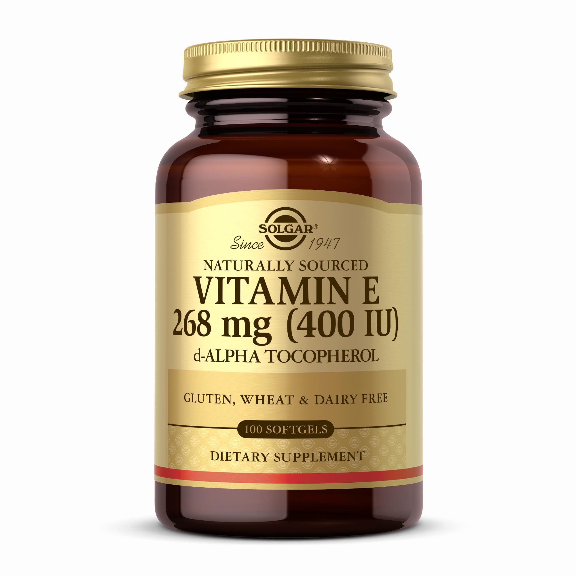 Solgar Vitamin E 268 mg bottle front highlights antioxidant support