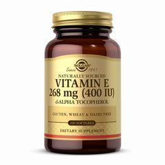 Solgar Vitamin E 268 mg bottle front highlights antioxidant support