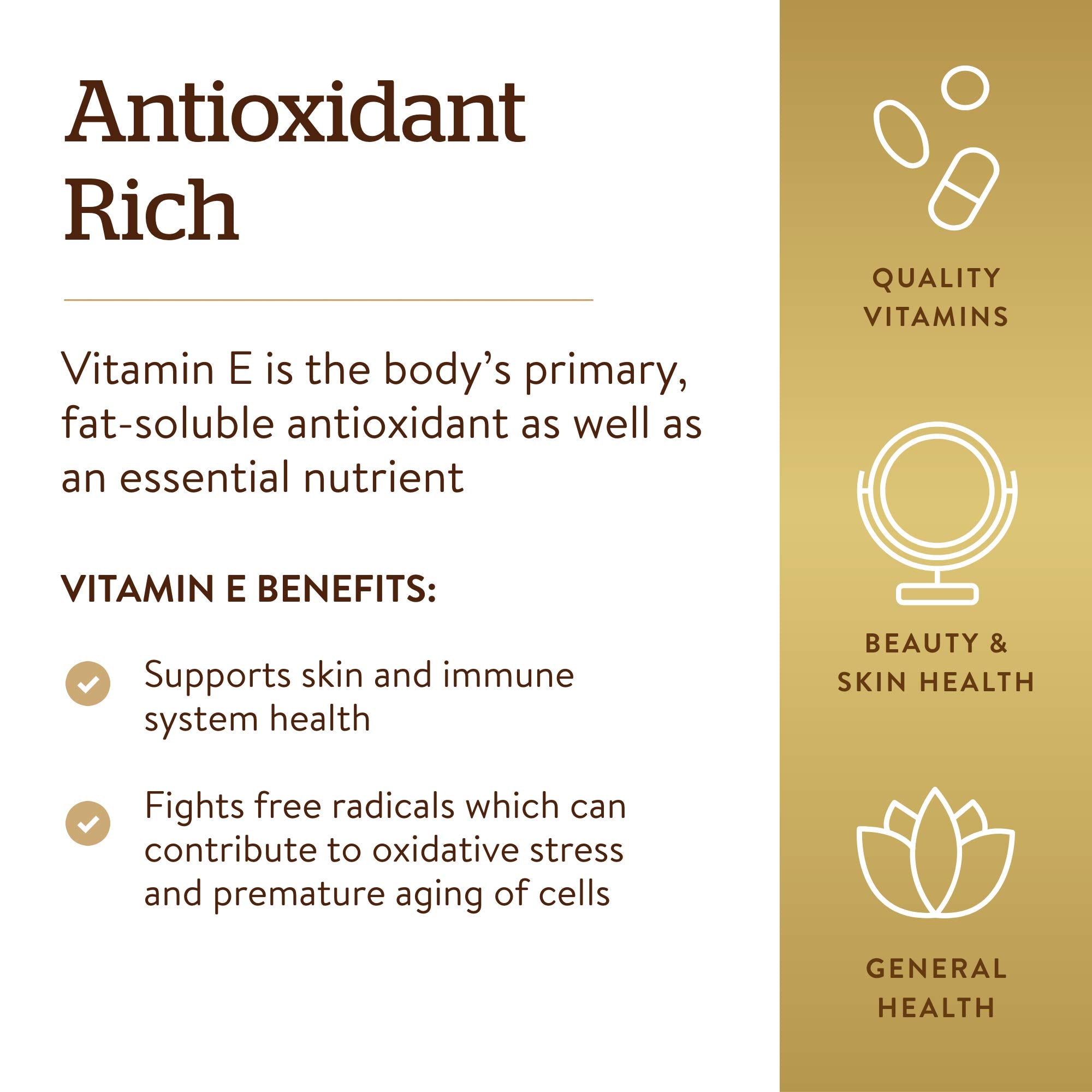 Opened bottle ready for daily use of Solgar Vitamin E.