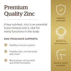 Solgar Zinc Picolinate 22 mg ingredients label notes non-GMO vegan and gluten-free.