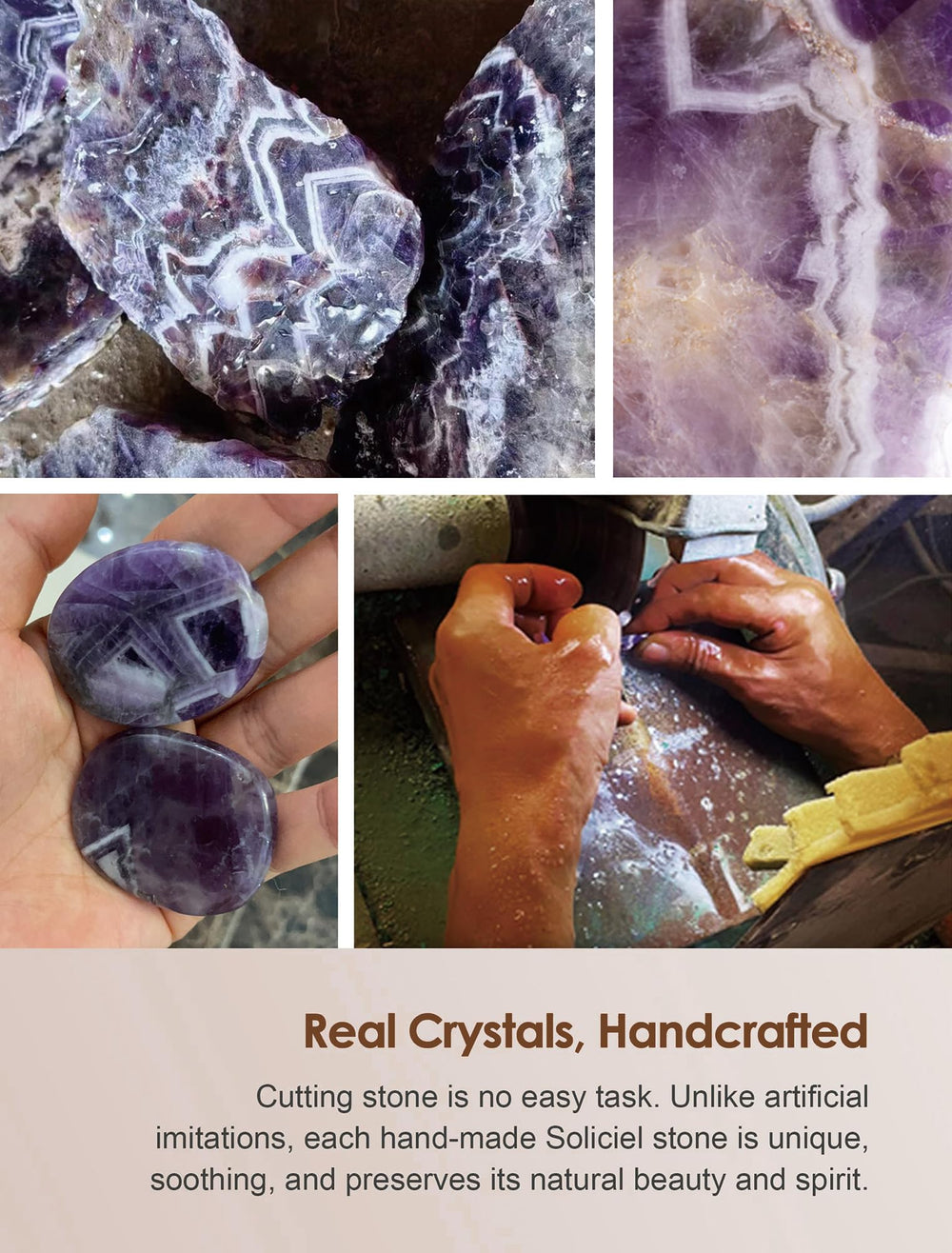 Gift-ready SOLICIEL amethyst with heartwarming card included
