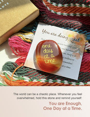 Card message and crystal provide a simple, mindful reminder to breathe