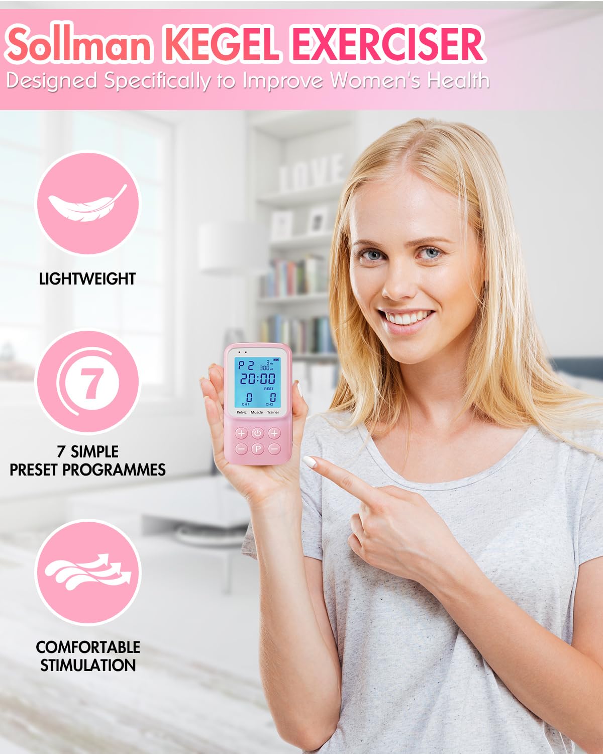 Sollman Kegel device demonstrating incontinence relief design.