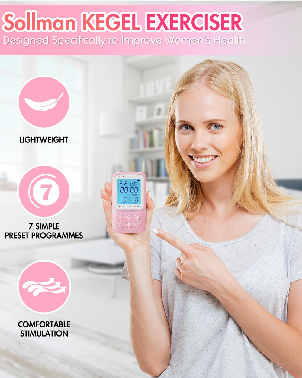 Sollman Kegel device demonstrating incontinence relief design.