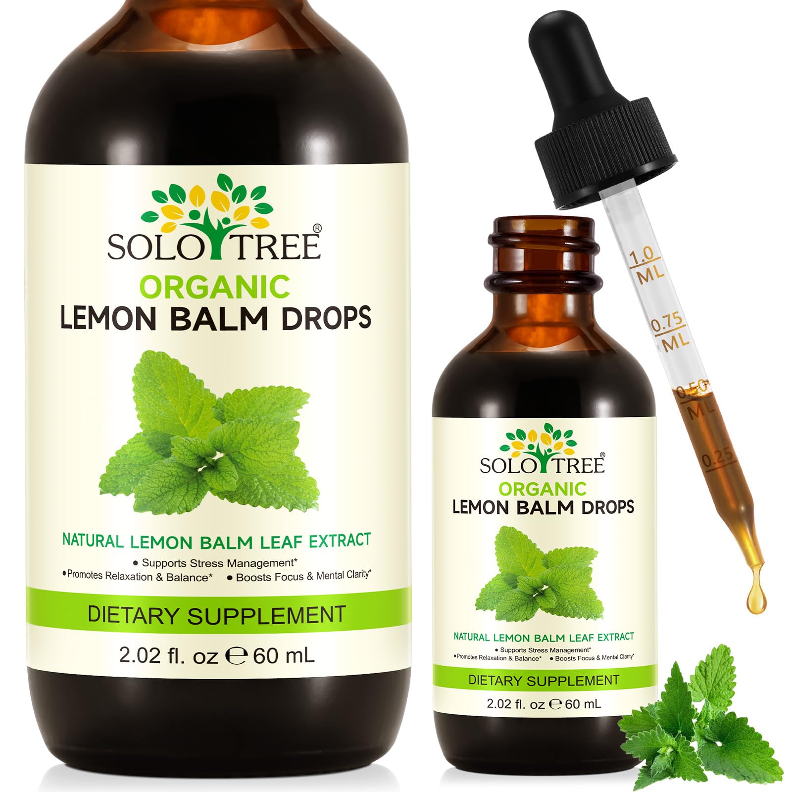 SOLOTREE Lemon Balm Drops wellness scene suggesting on-the-go stress relief and mindful moments.
