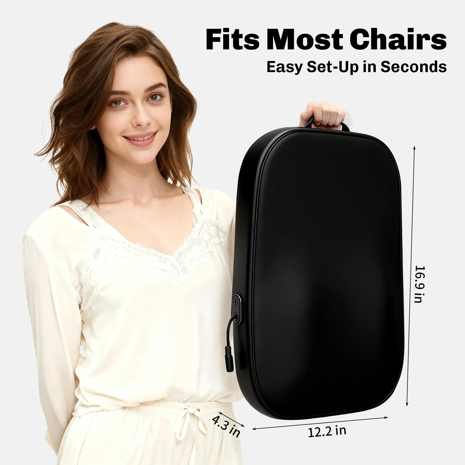 Solucky back massager fits upper and lower back for versatile home use.