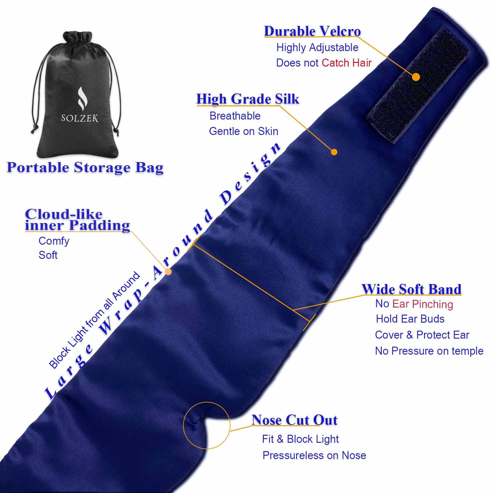 SOLZEK mask features adjustable Velcro for a secure, customizable fit during travel.