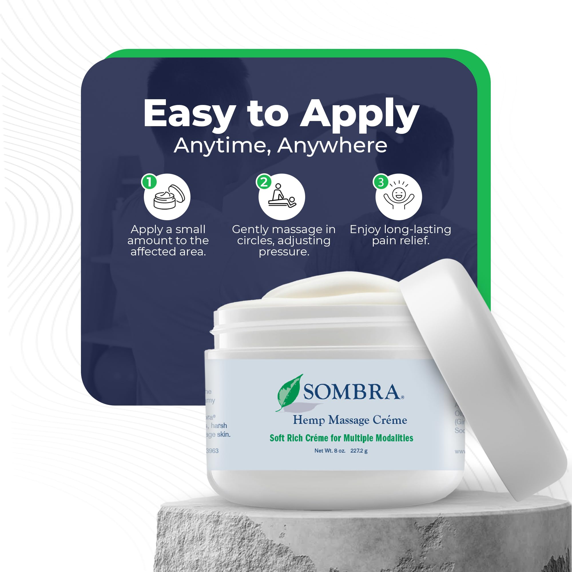 Sombra Hemp Massage Crème sweet almond oil highlight for gentle hydration