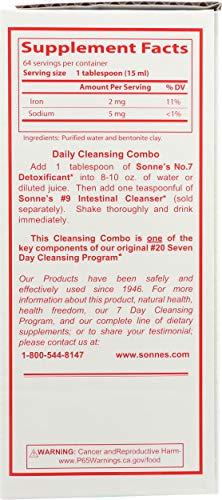 Dosing spoon with Sonne's detox bottle in a kitchen setting.