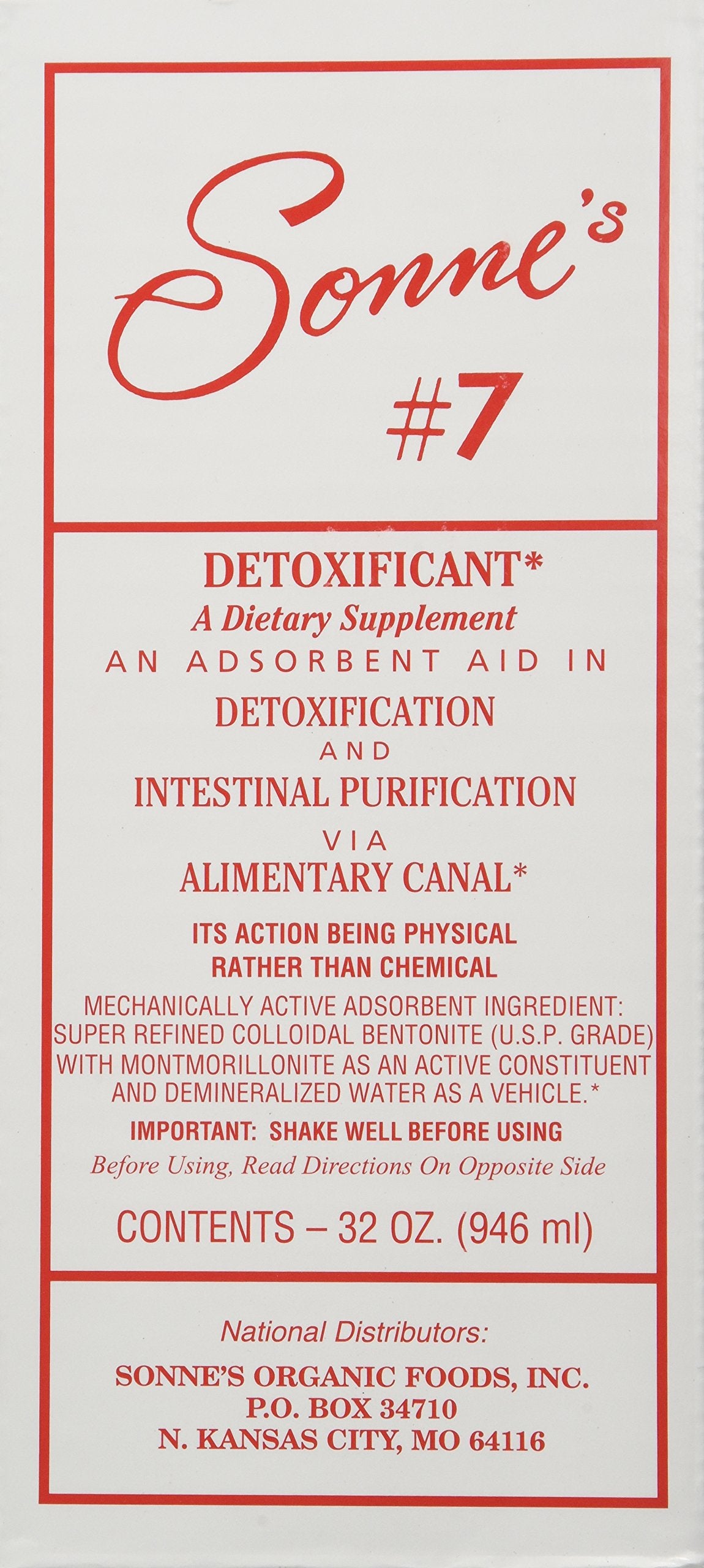 Sonne's Detoxification No 7 bottle pour for easy daily dosing and cleansing support.
