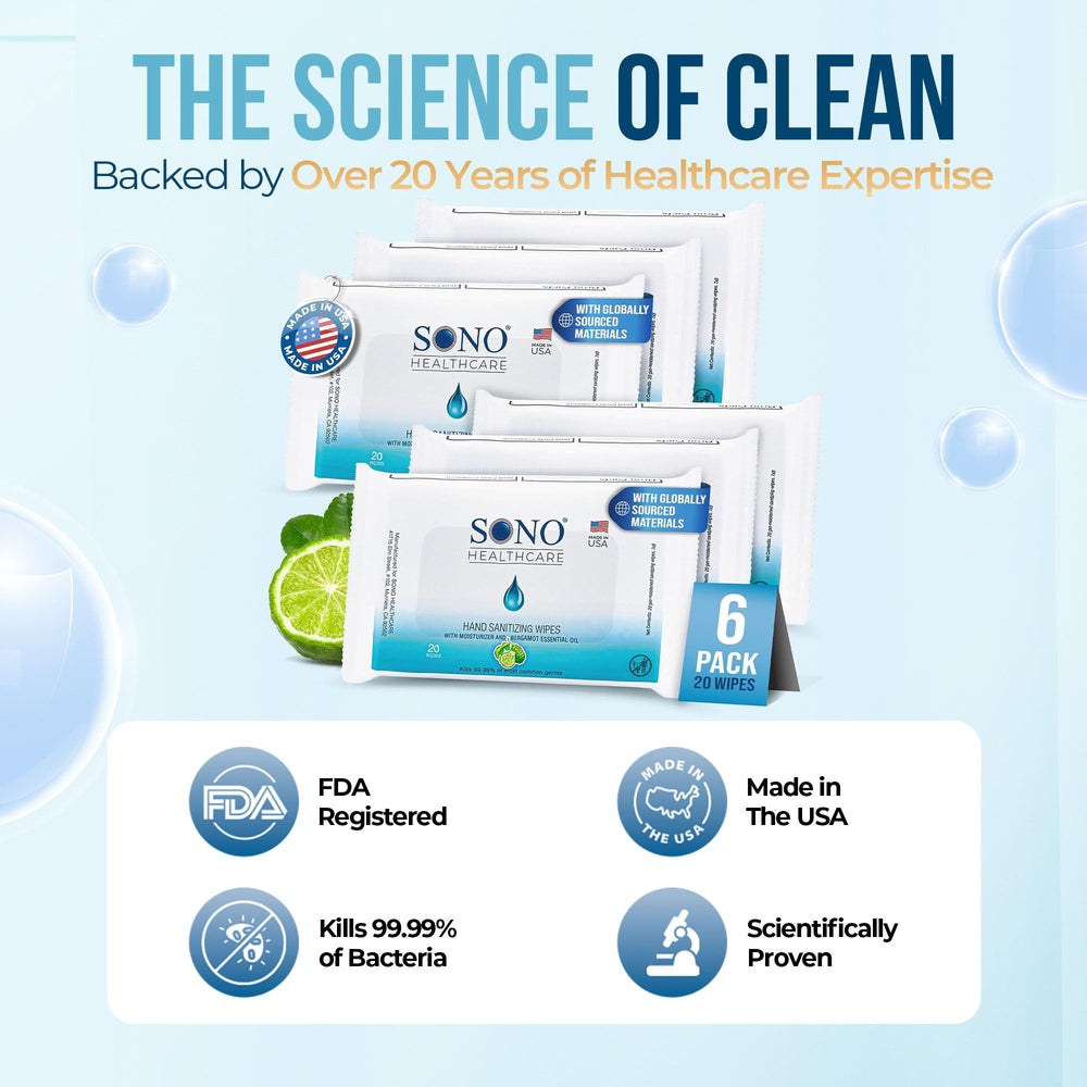 SONO hand wipes bergamot individual wrapper offers portable hygiene anywhere.