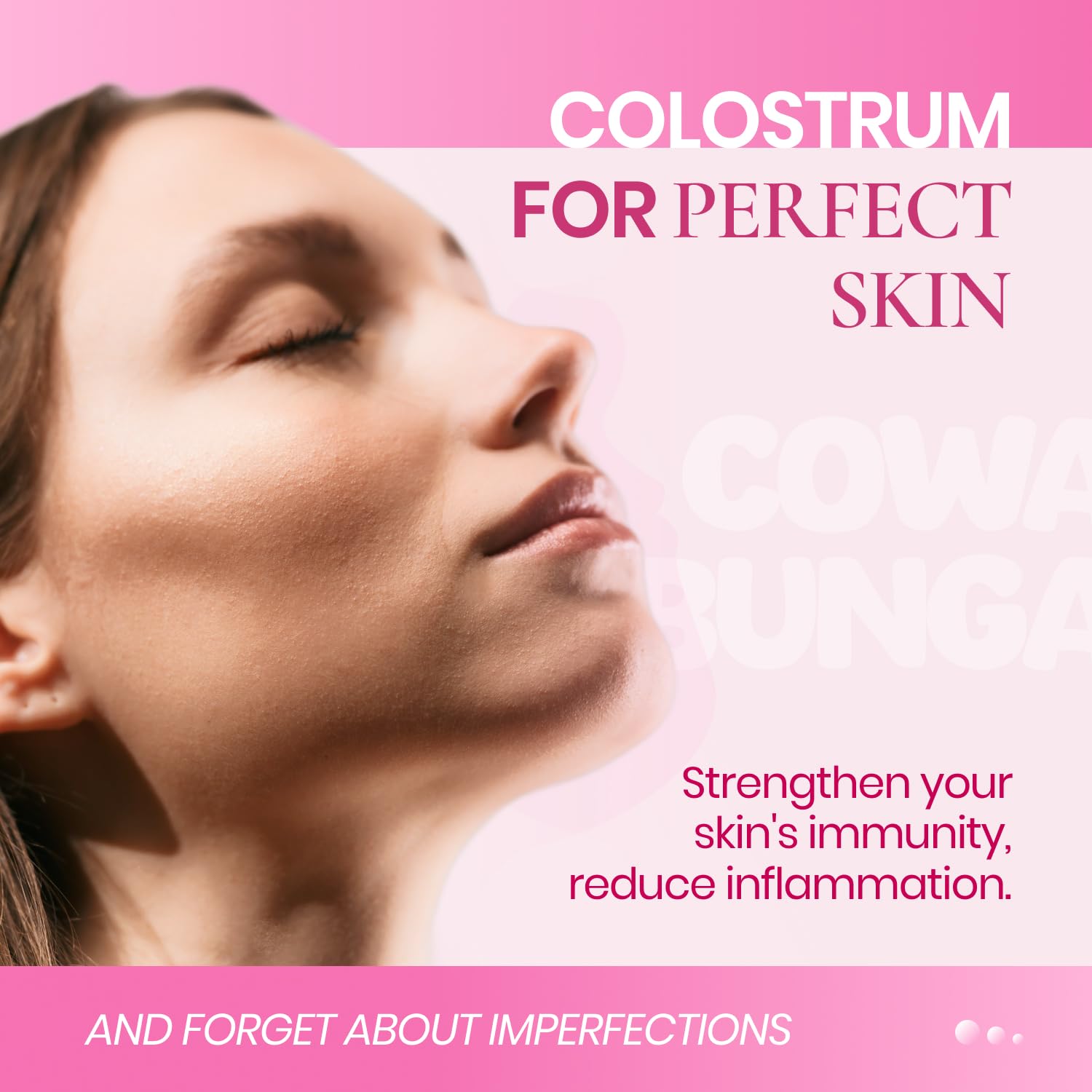 SonoHealth Cowabunga Colostrum packaging label emphasizes certifications and clean ingredients.