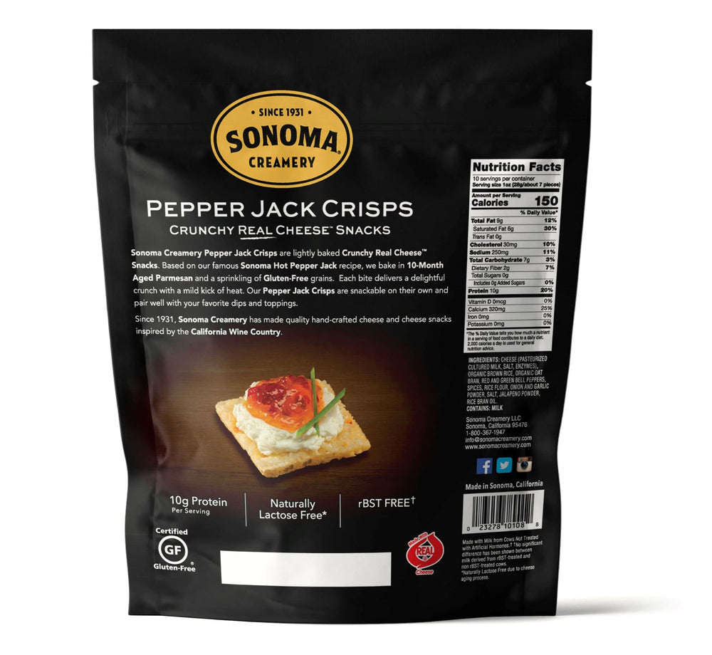 Pepper Jack Crisps close-up showing crunchy texture and bold flavor