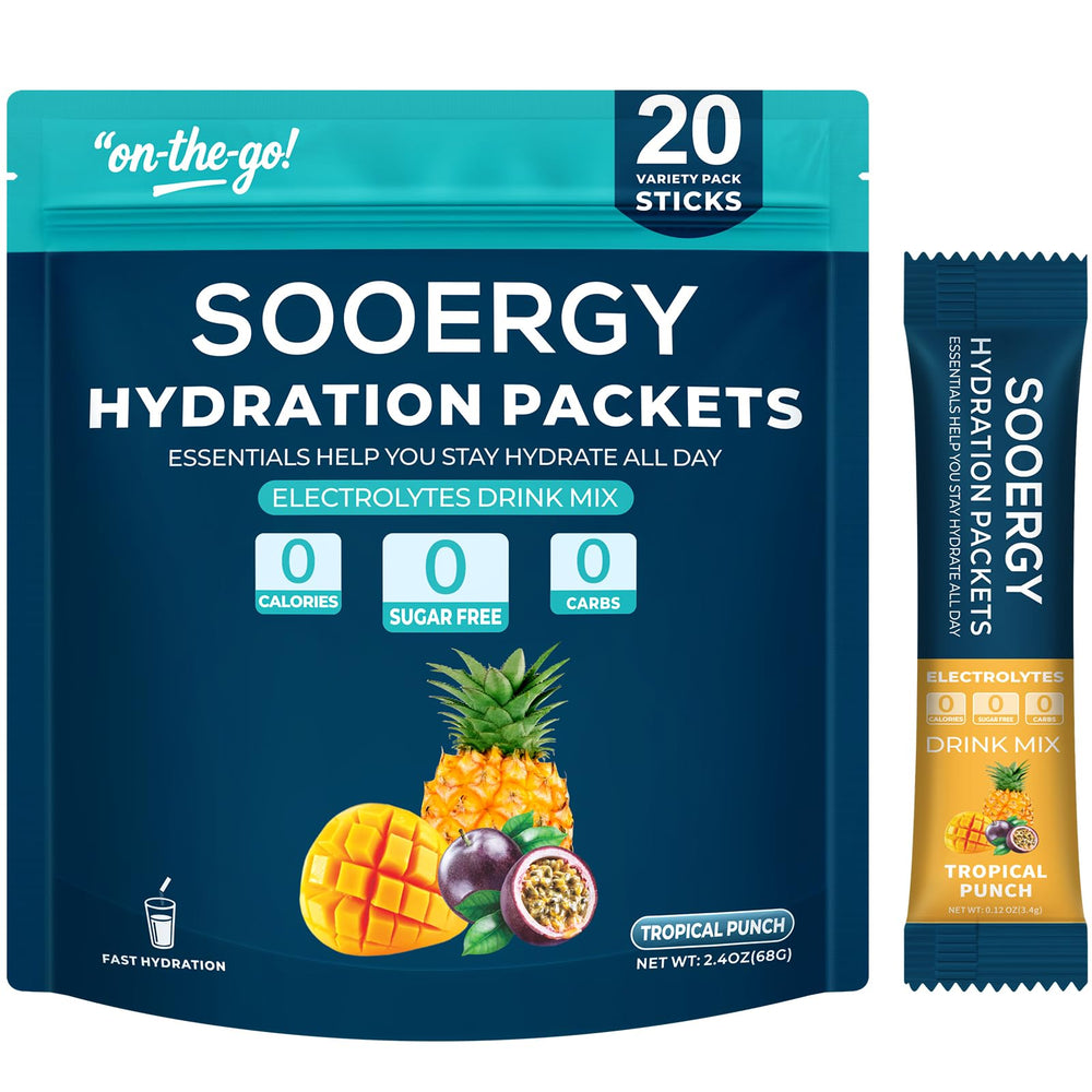 Sooergy Electrolytes Tropical Punch stick dissolving in water for quick hydration