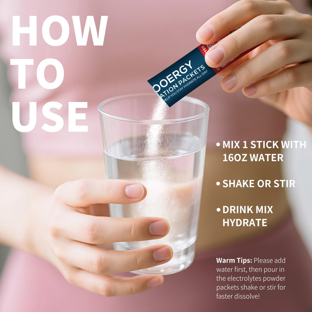 Sooergy vitamins and electrolytes support energy and recovery.