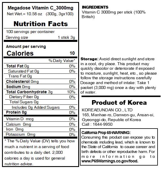 Sookwang MEGADOSE Vitamin C powder added to water as daily routine.