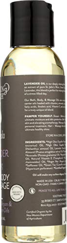 Soothing Touch Ayurveda lavender 4 oz bottle on bathroom shelf for daily use