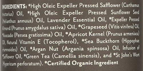 Soothing Touch Ayurveda lavender bottle with herbal blend label highlighting organic ingredients