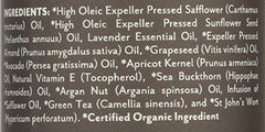 Soothing Touch Ayurveda lavender bottle with herbal blend label highlighting organic ingredients