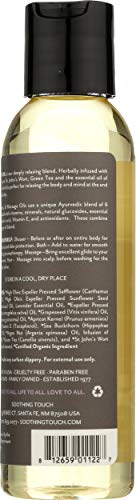 Soothing Touch Ayurveda lavender oil pour demonstrates calming ritual