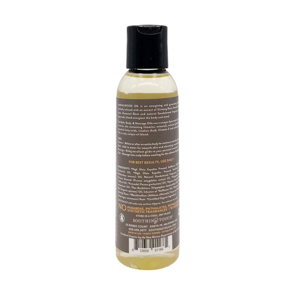 Soothing Touch organic body oil for massage and deep hydration.