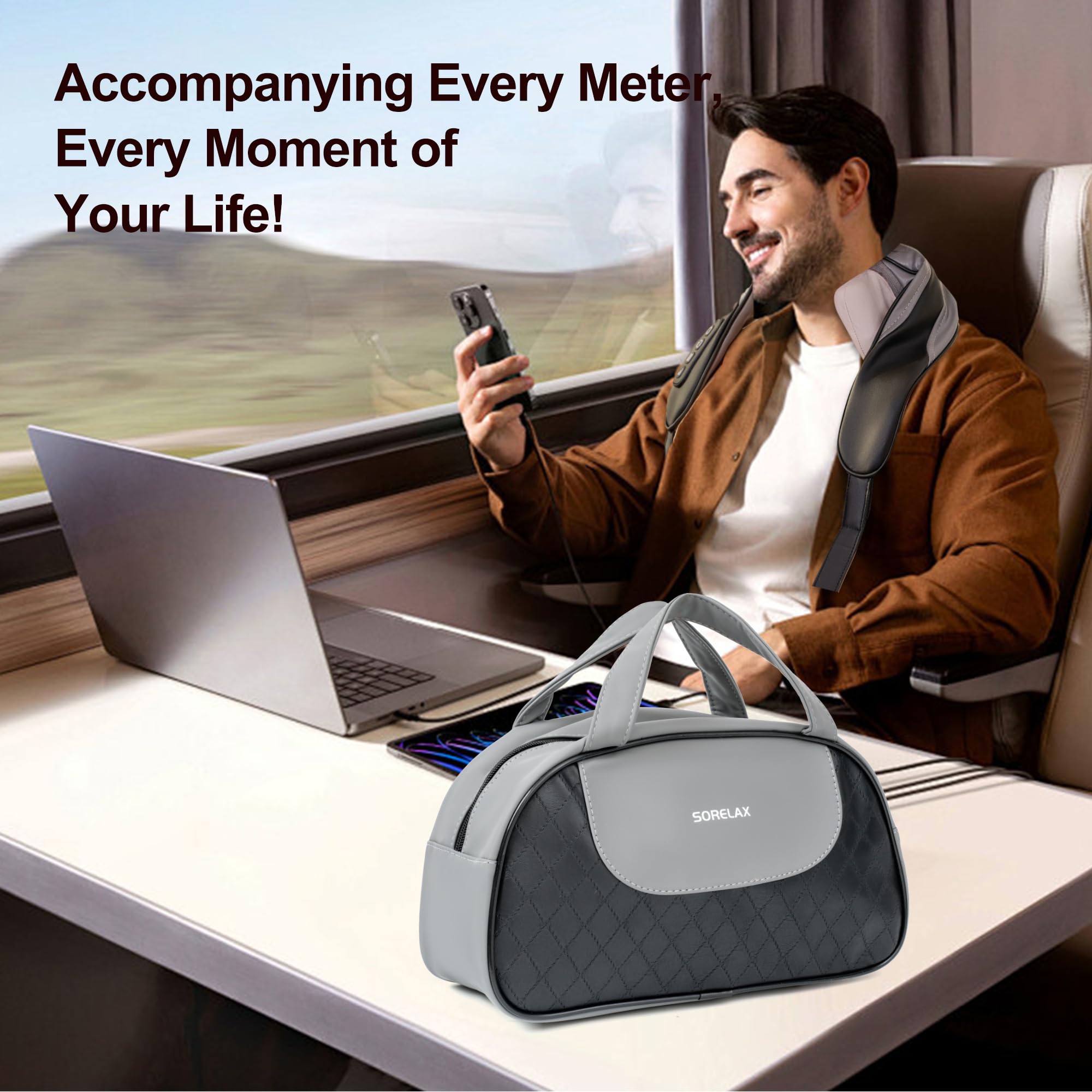 SORELAX six-head massage delivers full coverage across shoulders and upper back.
