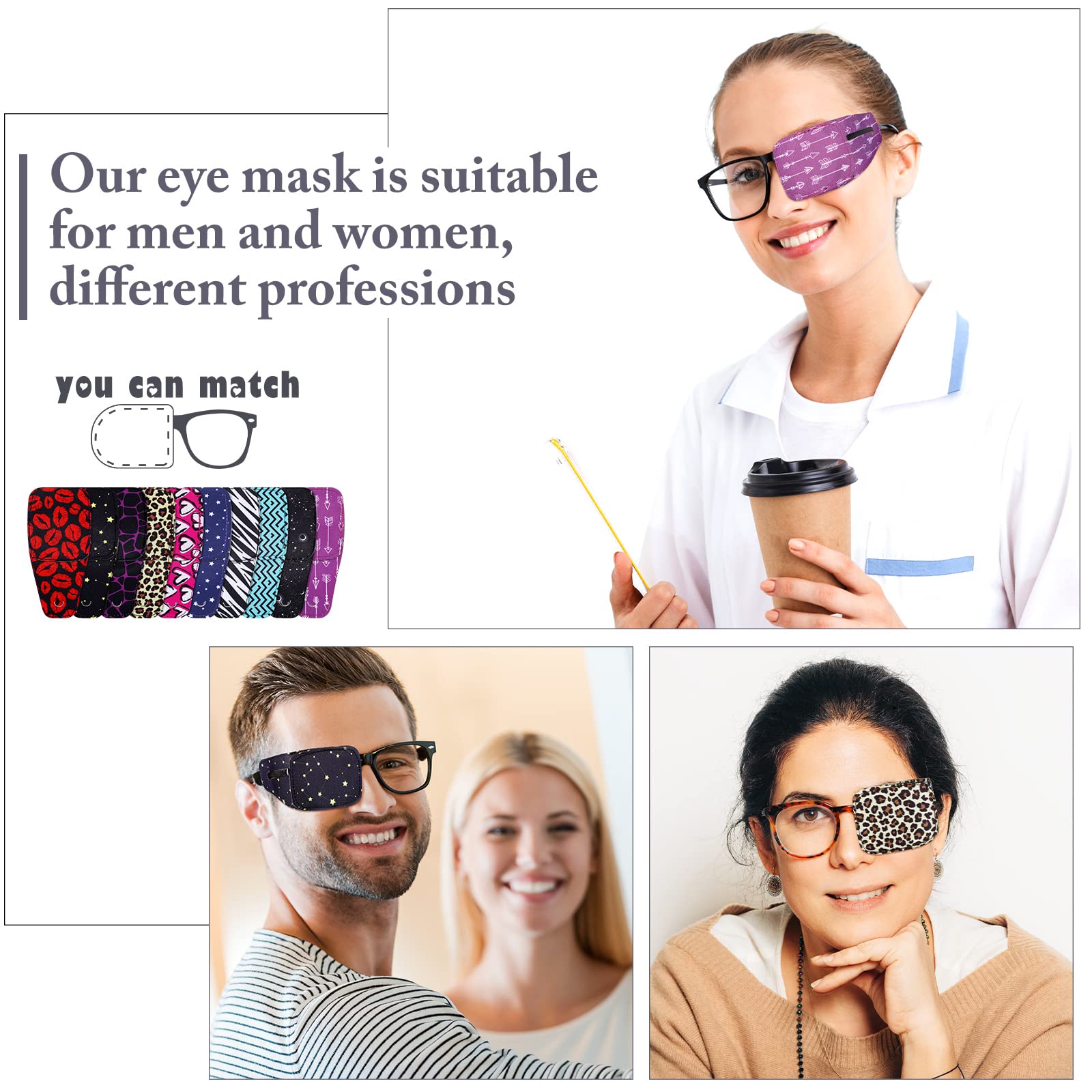 Sosation plaid style eye patches, lightweight and breathable