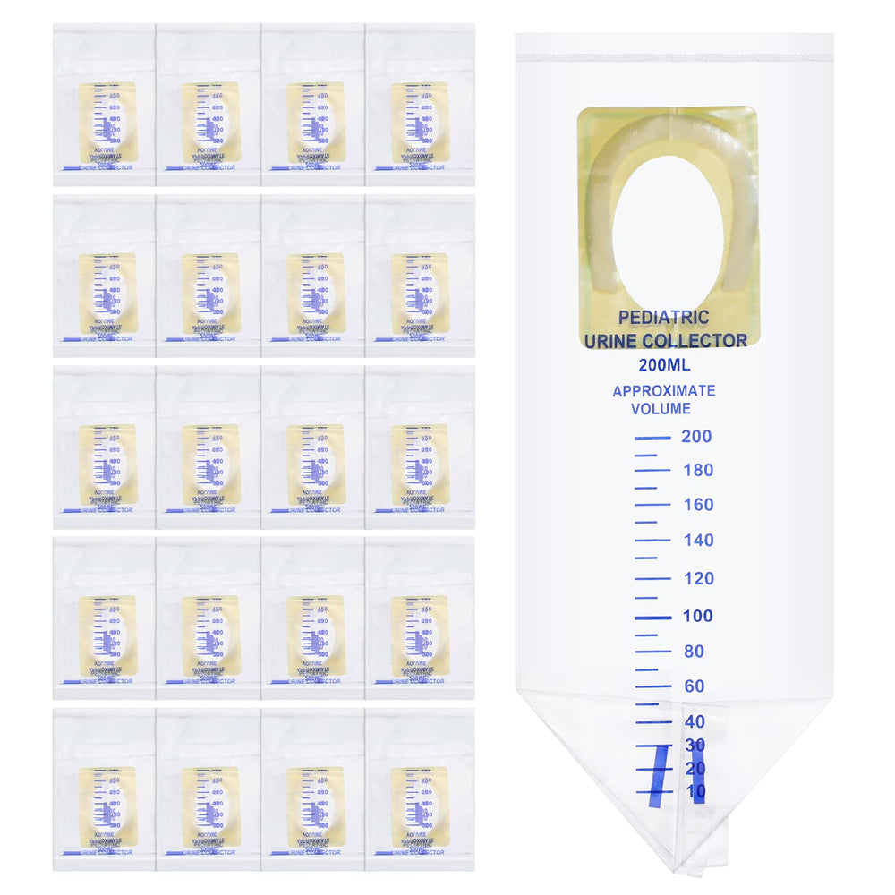 Sosation pediatric urine bag collectors, 20-pack, clear scale for quick observation during travel.