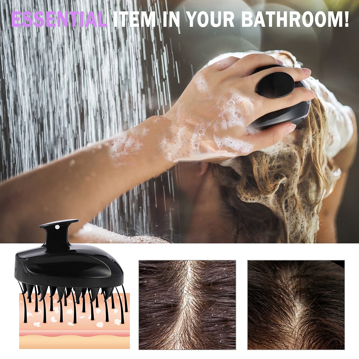 Sosoon deep-cleansing hair brush helps remove product buildup for refreshed hair.