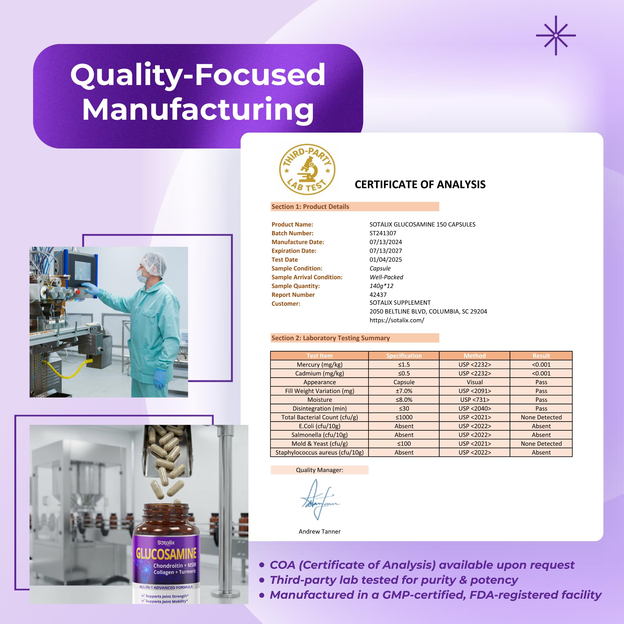Packaging showcases organic collagen types I and III for skin and joints.