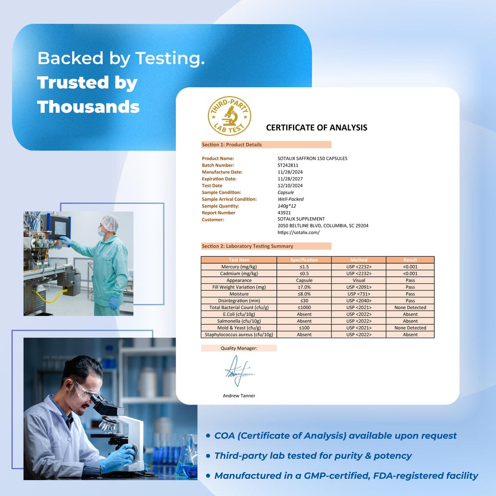 Sotalix GMP-certified facility emblem signaling manufacturing standards