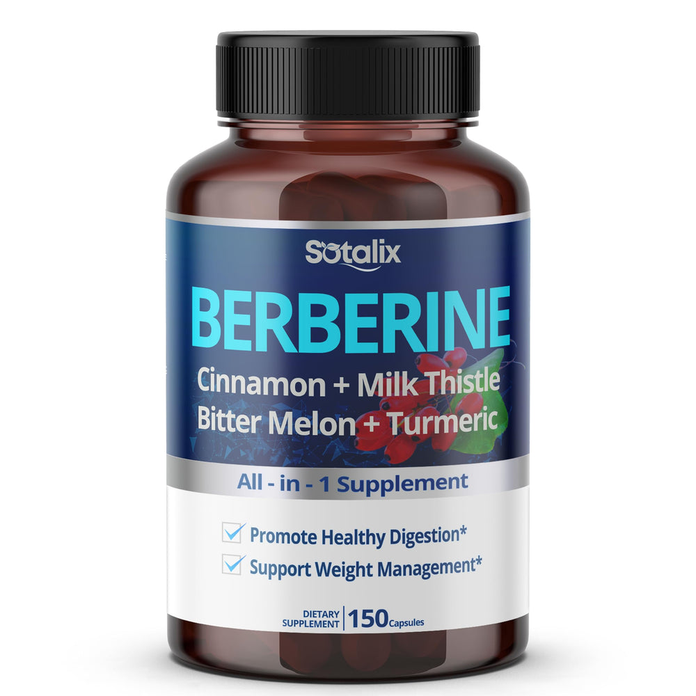 Sotalix Berberine bottle close-up for daily wellness support.