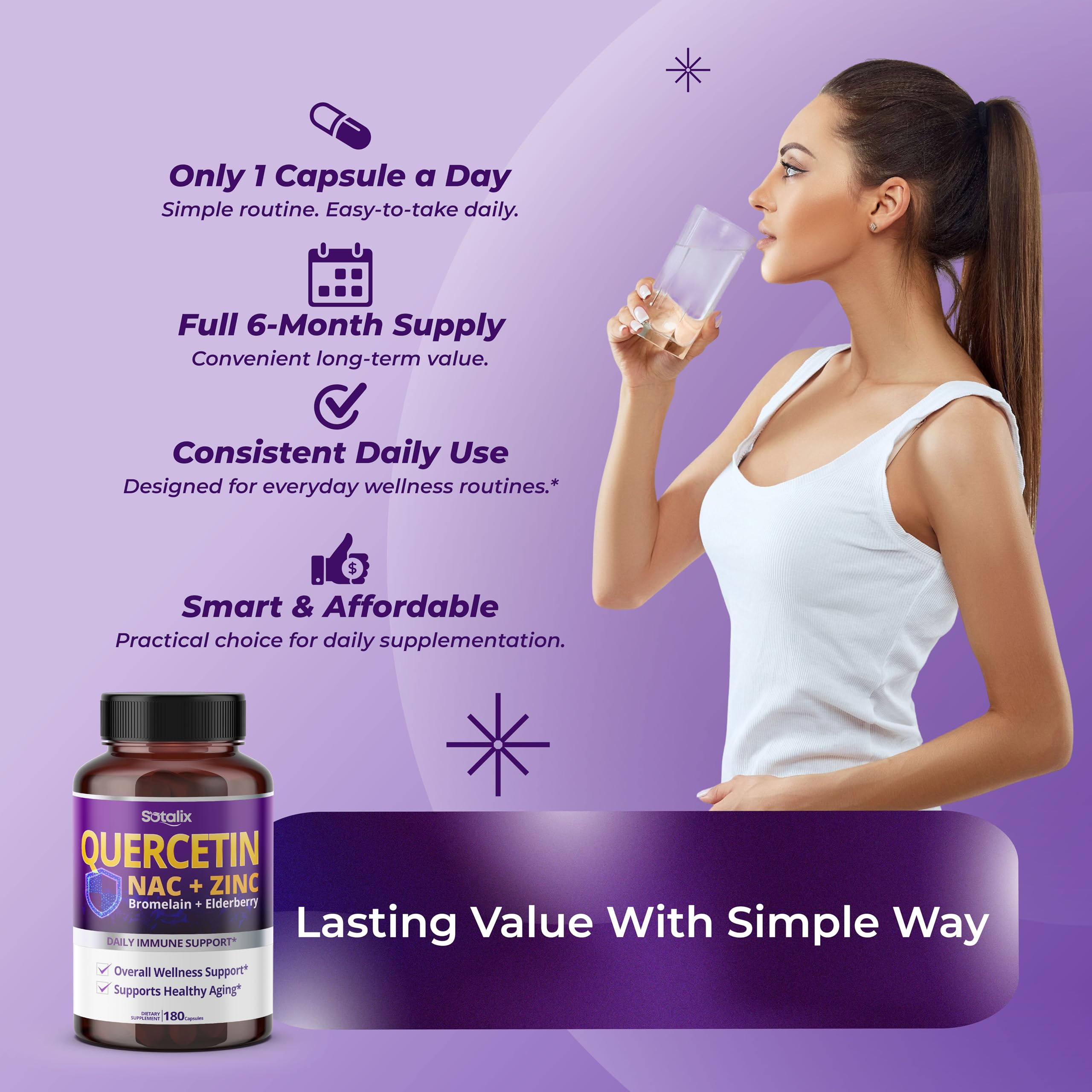 Sotalix bromelain capsules on a clean surface.