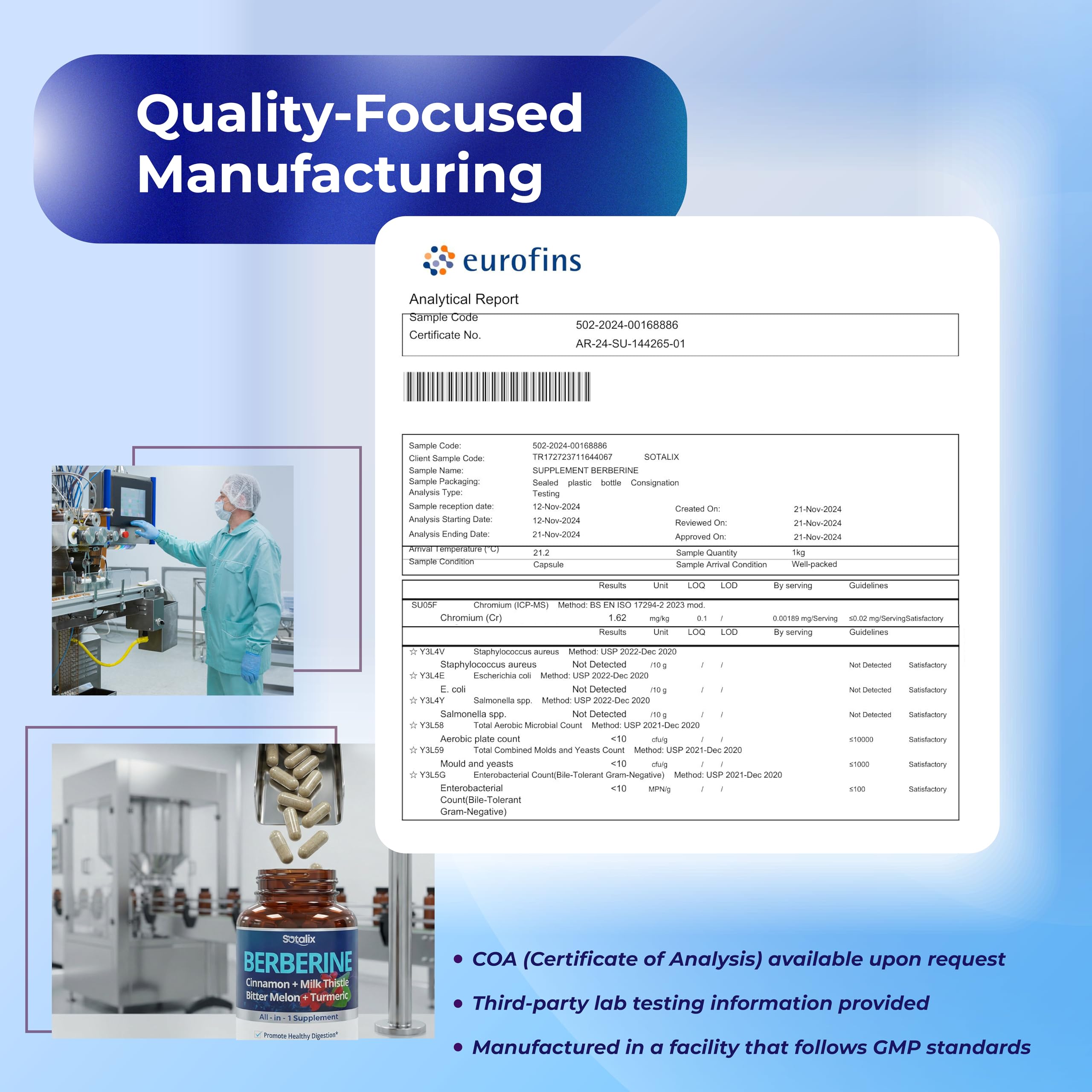Sotalix label front conveys GMP compliance for quality assurance.